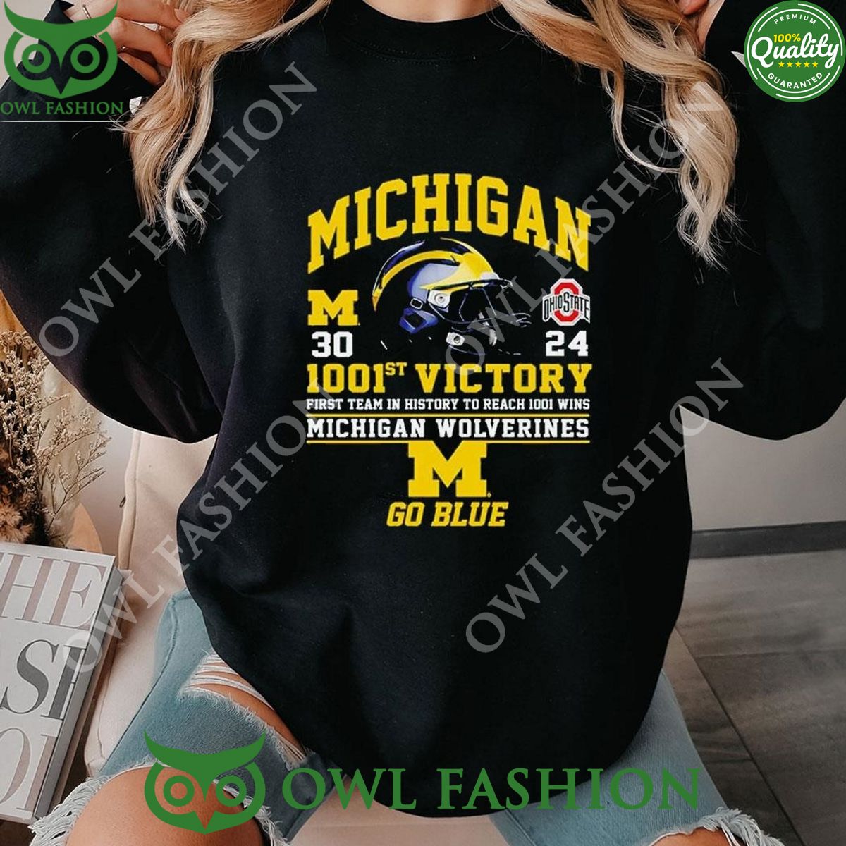 1001St Victory First Team In History To Reach 1001 Wins Michigan Wolverines Go Blue Sweatshirt