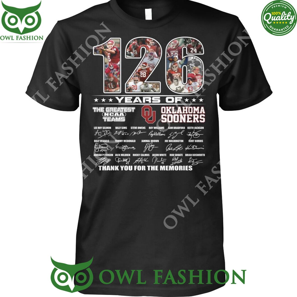 126 years of The Greatest NCAA Teams Oklahoma Sooners Thank for memories t shirt