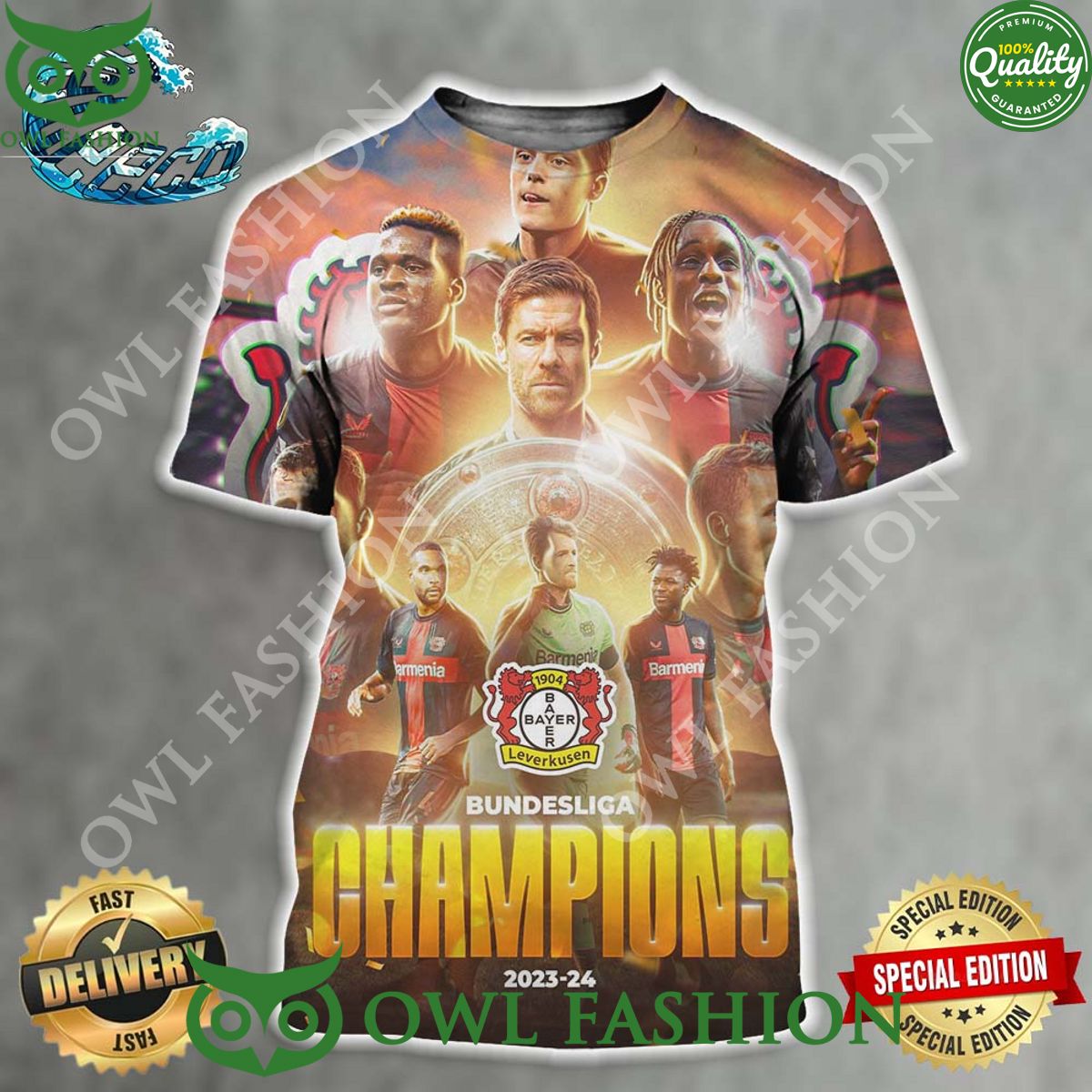 2023 2024 Bundesliga Champions Is Bayer Leverkusen 3D Tshirt