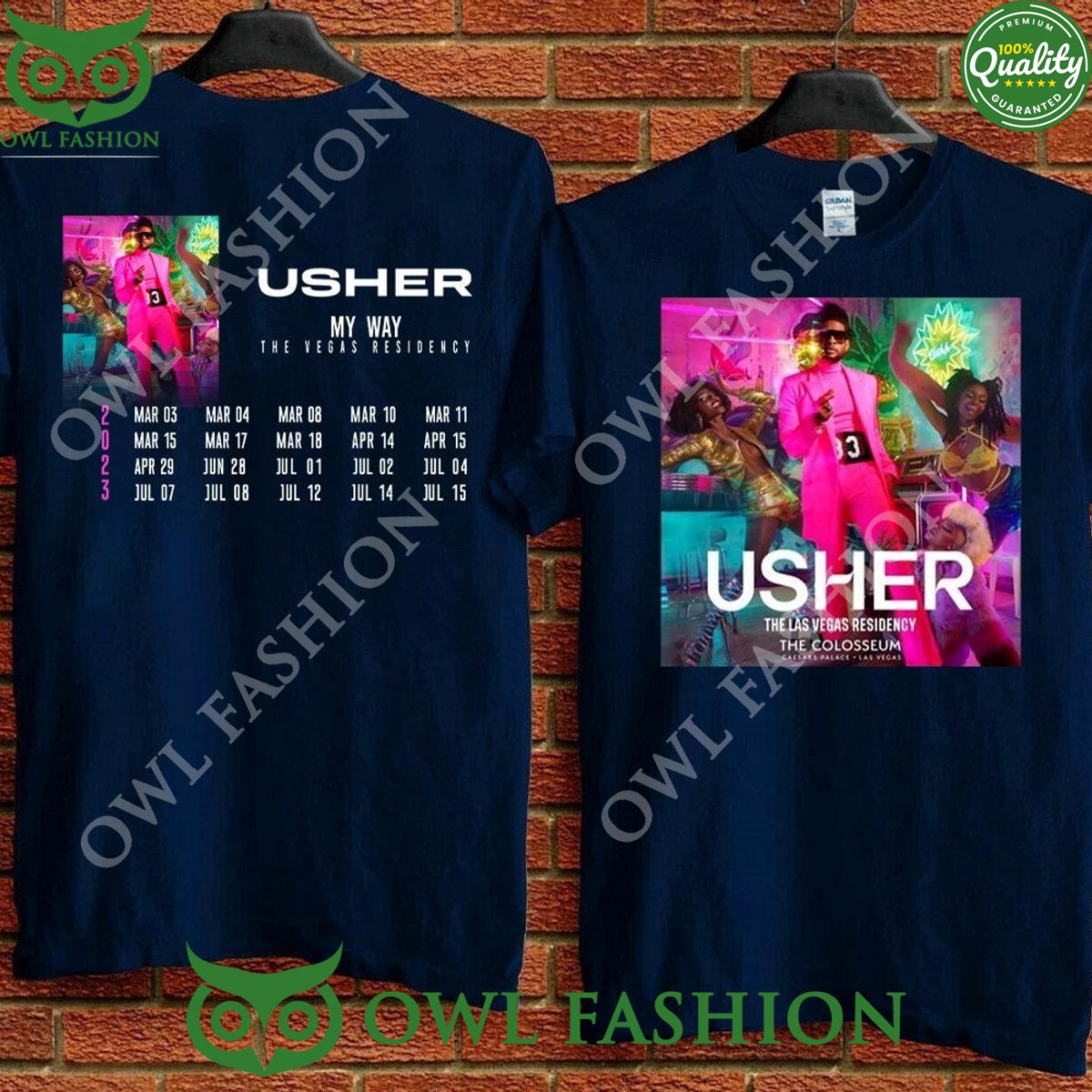 2023 Usher My Way The Vegas Residency Tour RnB Music Concert T Shirt