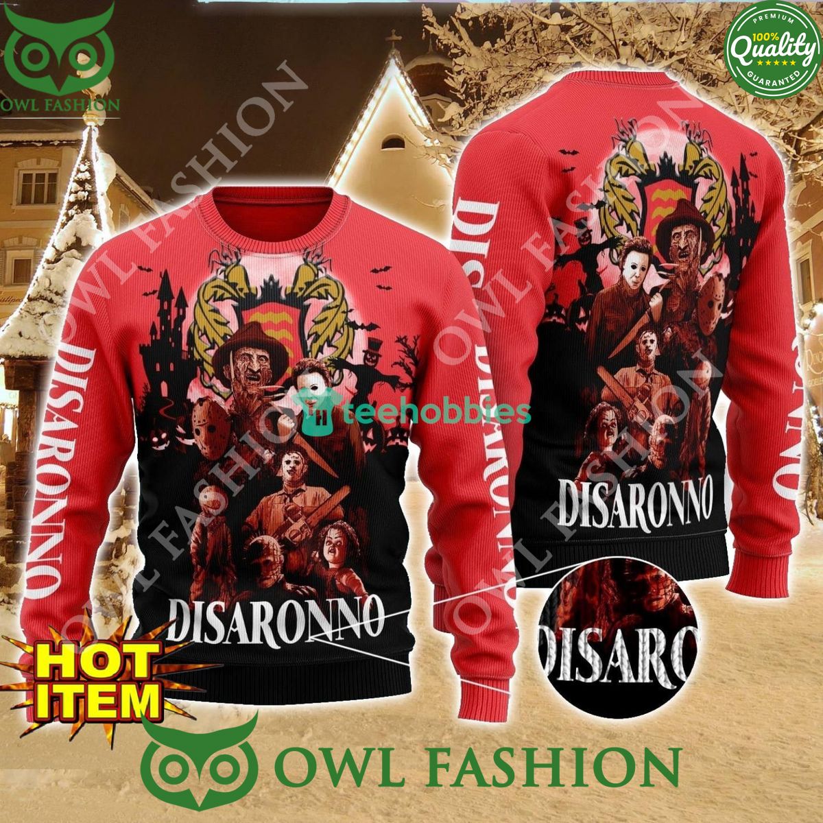 2024 Disaronno Horror Halloween Night Design Ugly Sweater