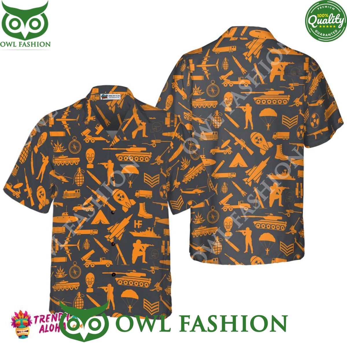 2024 Gun Yellow Pattern Summer Hawaiian Shirt