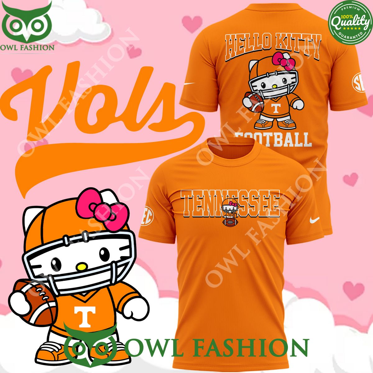 2024 Limited Edition Tennessee Volunteers football Hello Kitty T shirt