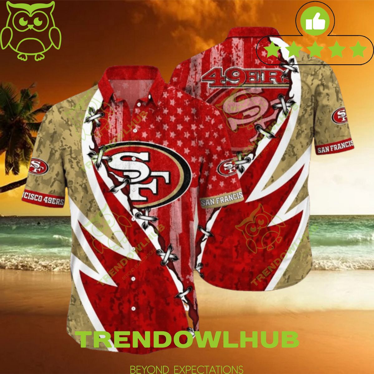 2024 NFL San Francisco 49ers American Flag 3D Printed Graphic Hawaiian Shirt