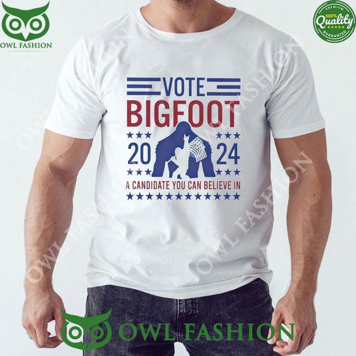 2024 Vote Bigfoot A Candidate You Can Believe In Usa Flag T-shirt