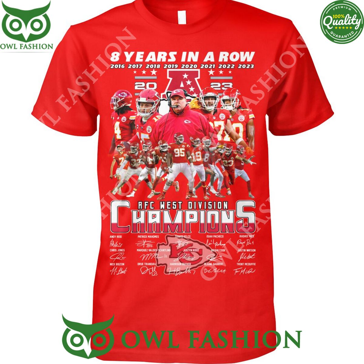 8 years in a row KC Chiefs AFC West Division Champions t-shirt