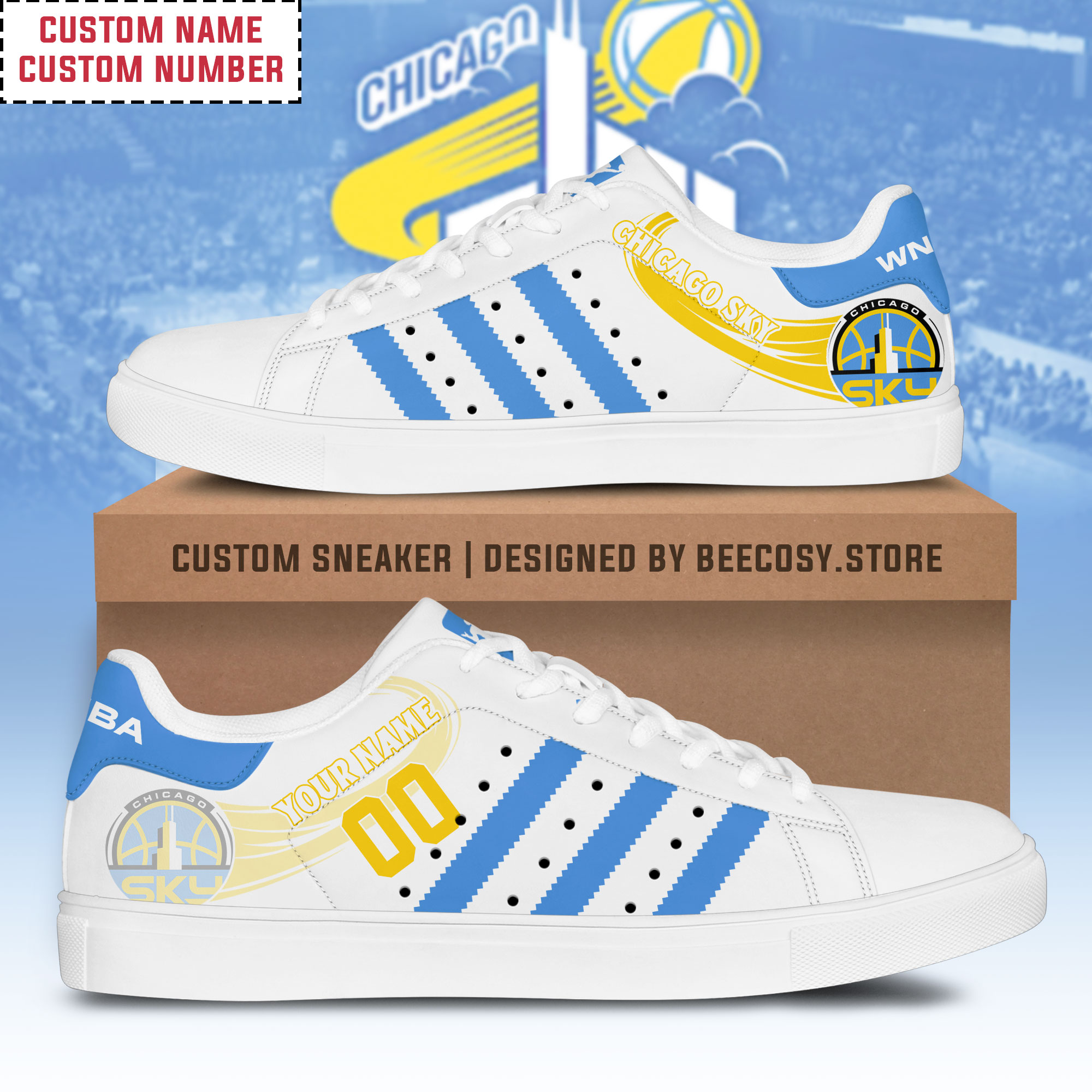 NBA Chicago Sky Personalized Stan Smith Low top shoes