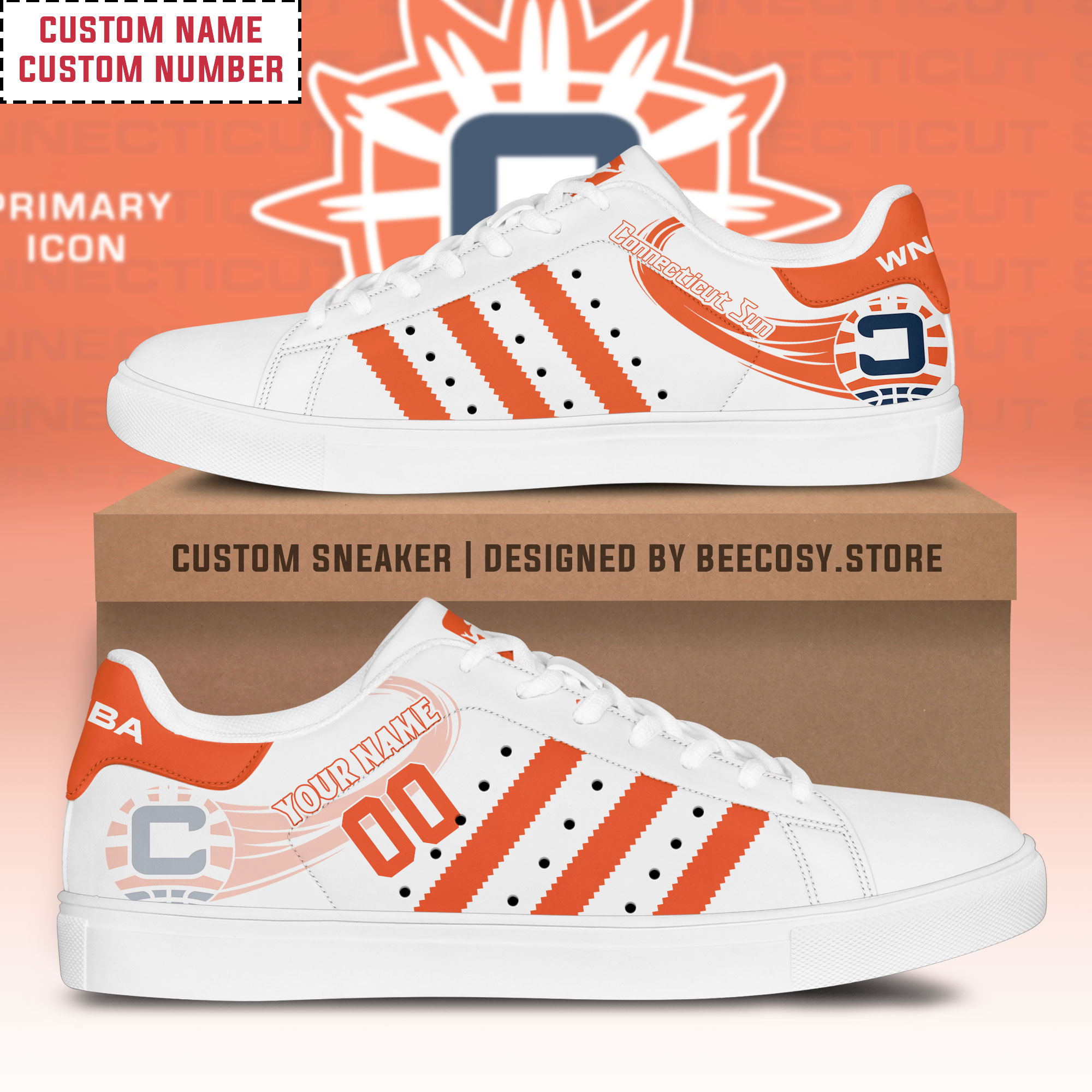 NBA Connecticut Sun Personalized Stan Smith Low top shoes