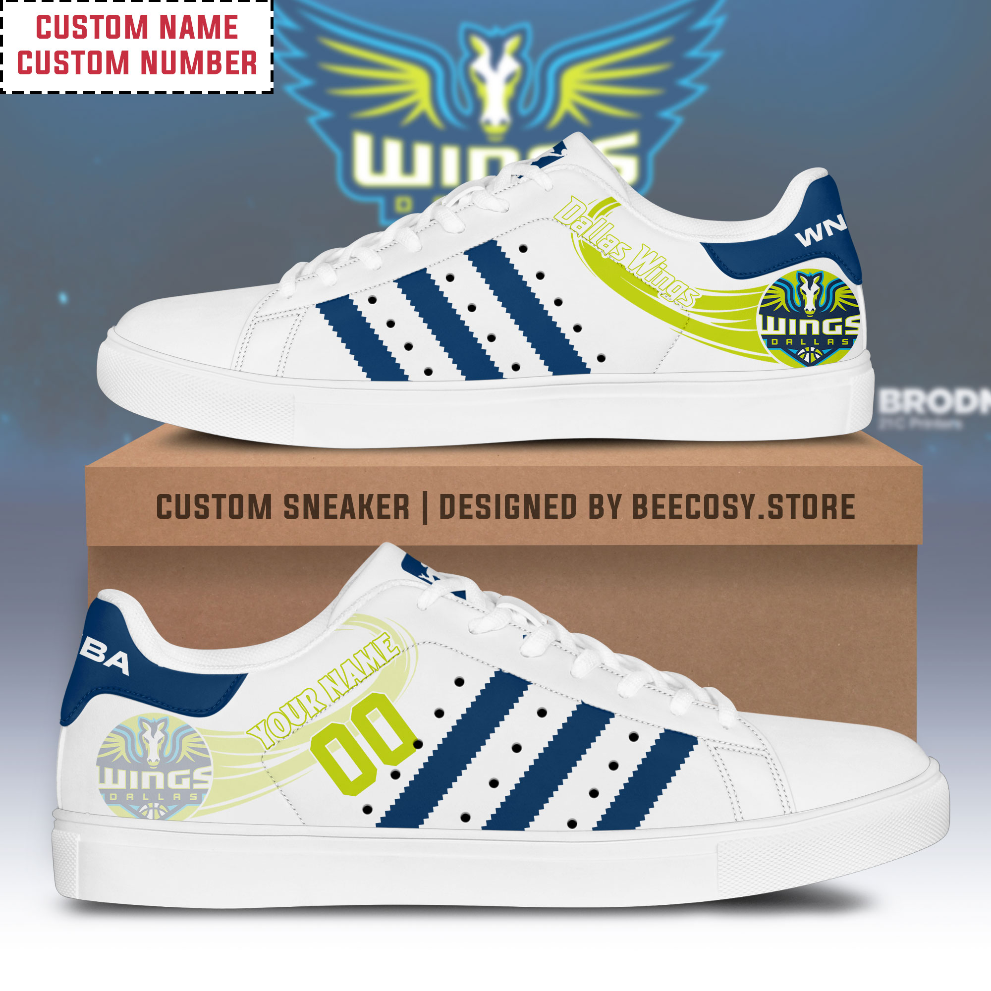 NBA Dallas Wings Personalized Stan Smith Low top shoes