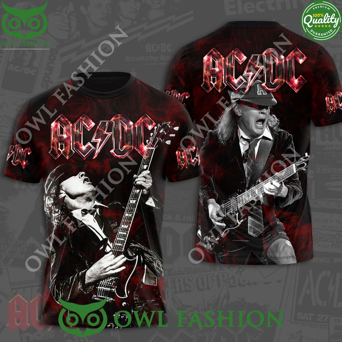 AC DC Electric Guitar Black 3D t Shirt