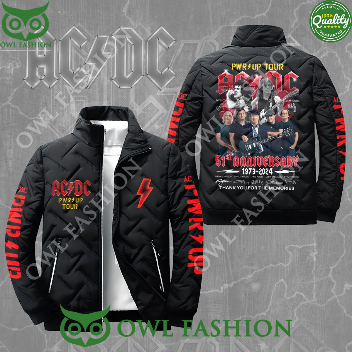 ACDC 51th Anniversary World Tour Rock 3D Puffer Jacket