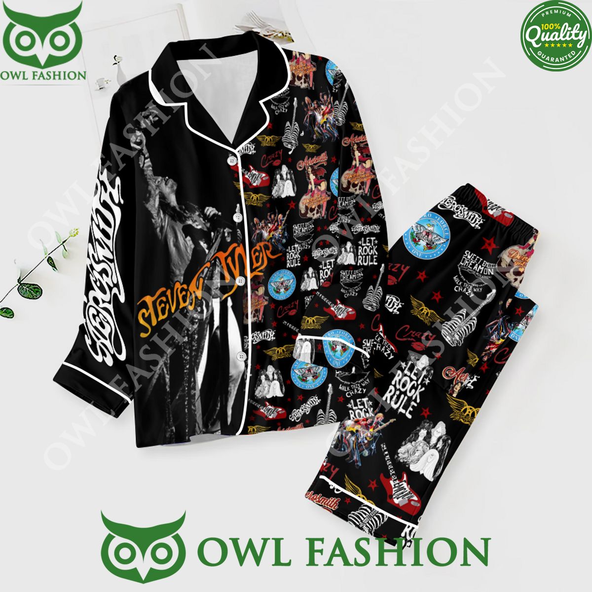 Aerosmith Steven Tyler Symbols Black Pajamas