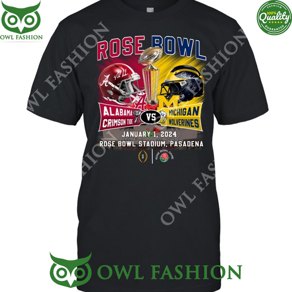 Alabama Crimson Tide vs Michigan Wolverines Rose Bowl Pasadena t shirt 2d