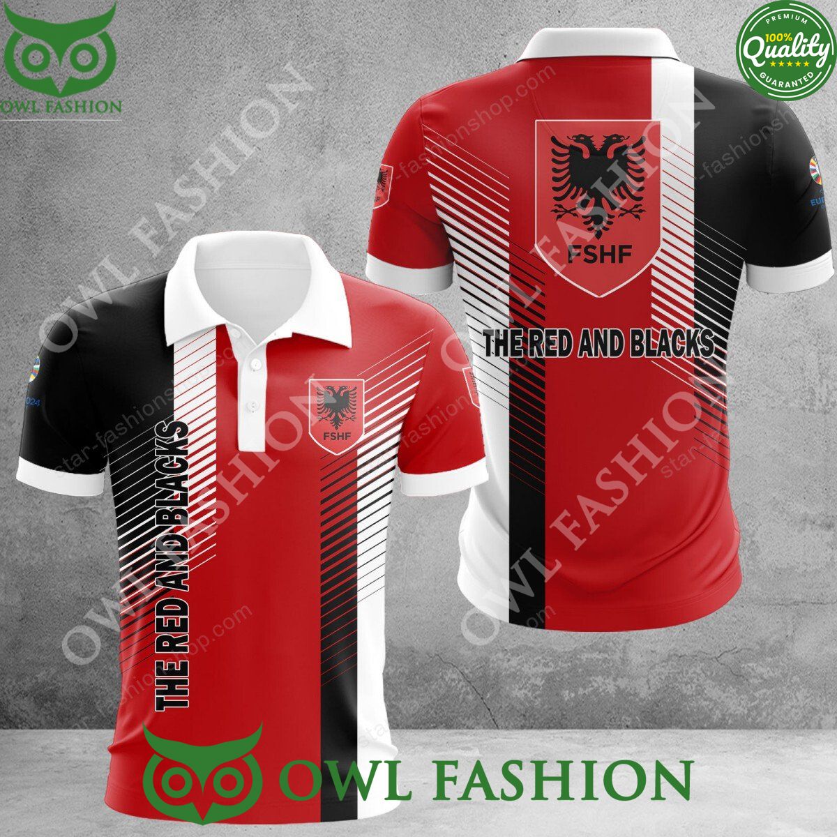 Albania national football team FSHF The Red and Blacks Euro 2024 polo shirt