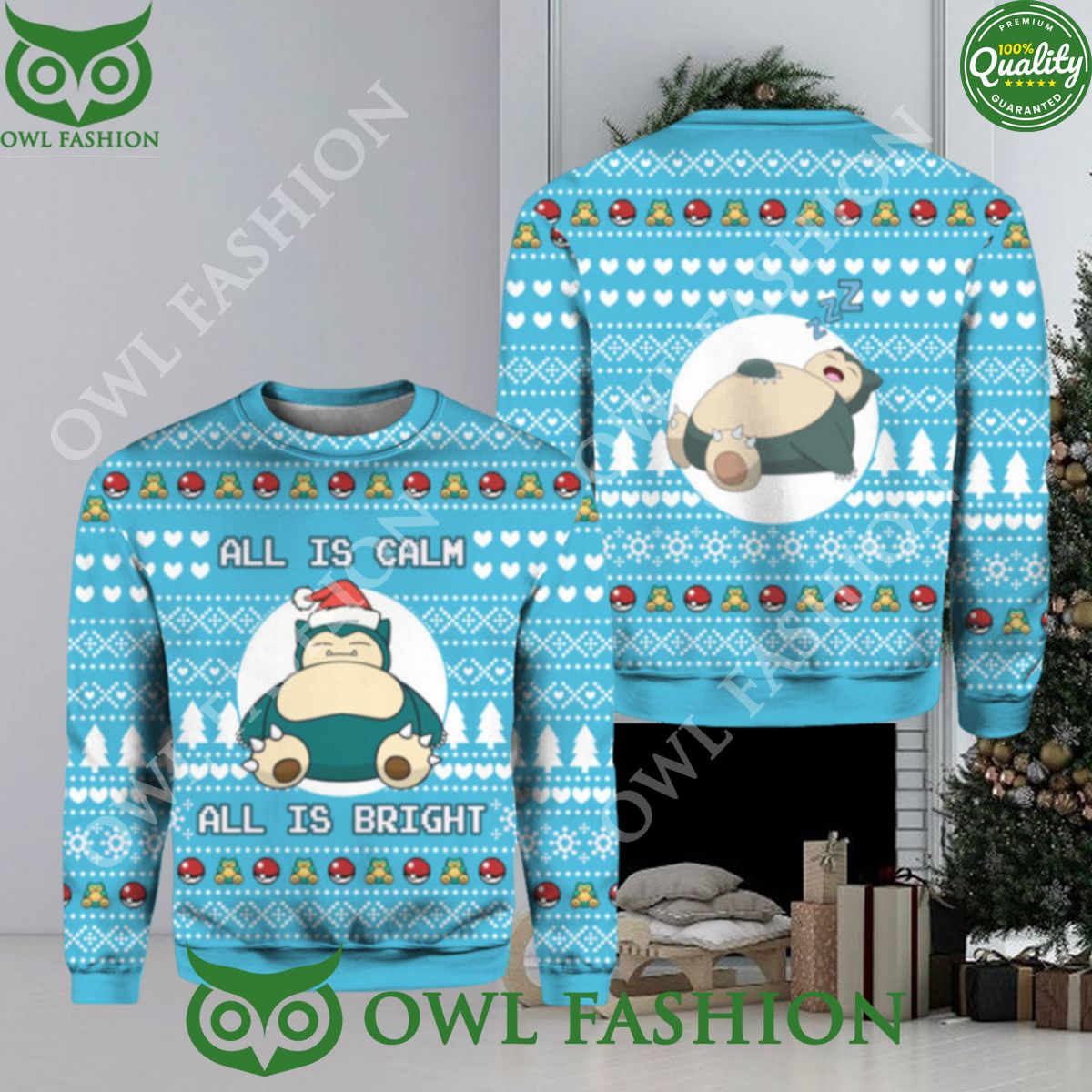 All is calm all bright snorlax Christmas sweater Jumper