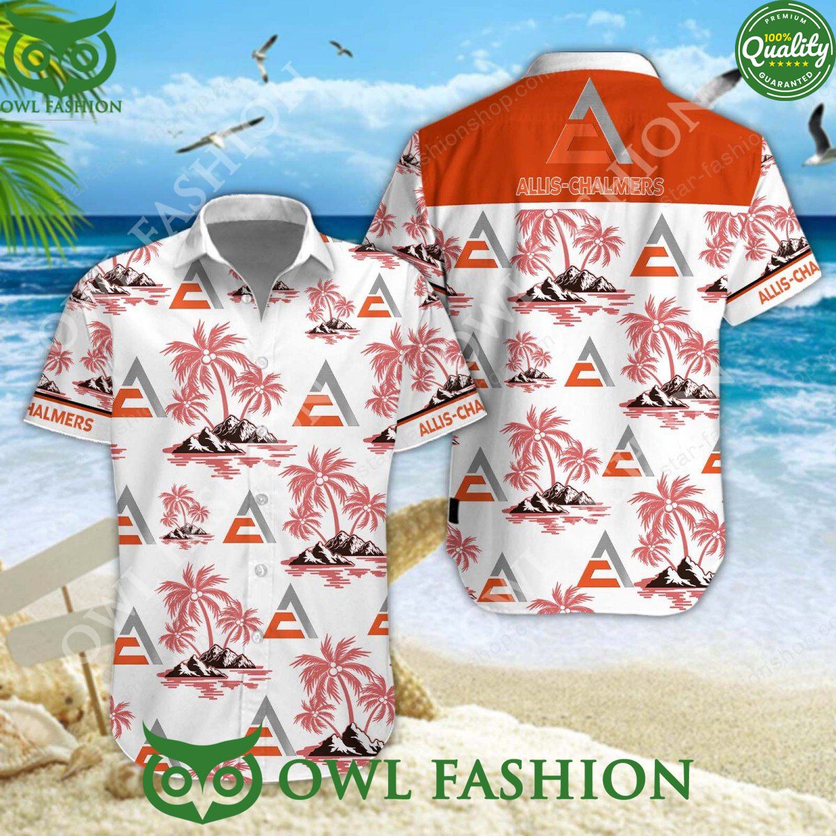 Allis Chalmers farm equipment hawaiian shirt and short