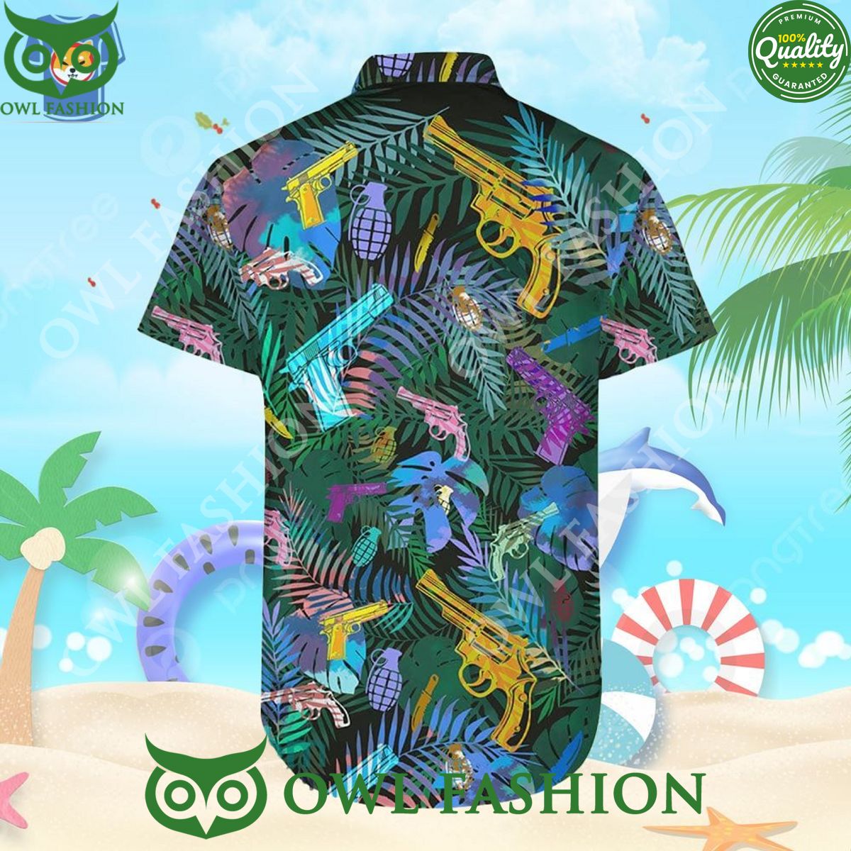 Aloha Colorful Short Gun Tropical Pattern Sumer Hawaiian Shirt