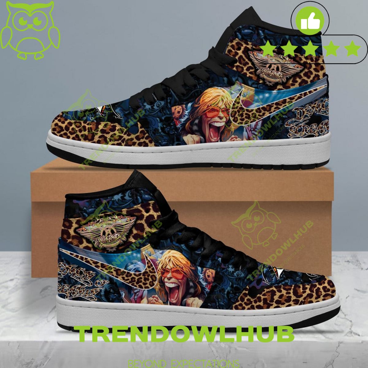 American Singer Steven Tyler for Fans Jaguar pattern Air Jordan sneaker Boot