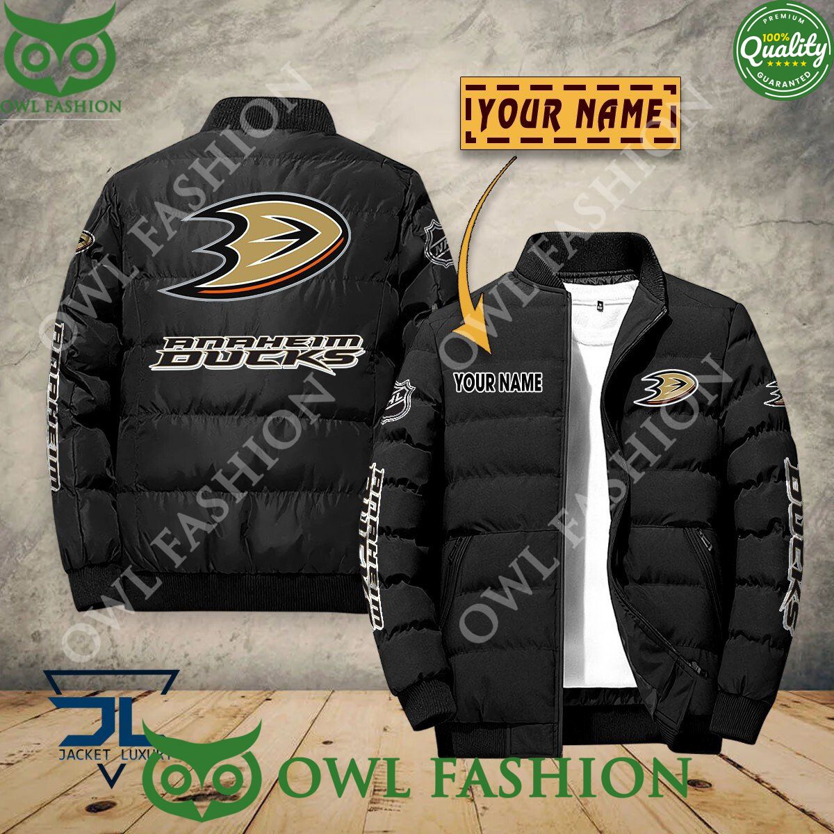 Anaheim Ducks Custom Name NHL Ice Hockey Puffer Jacket Sport