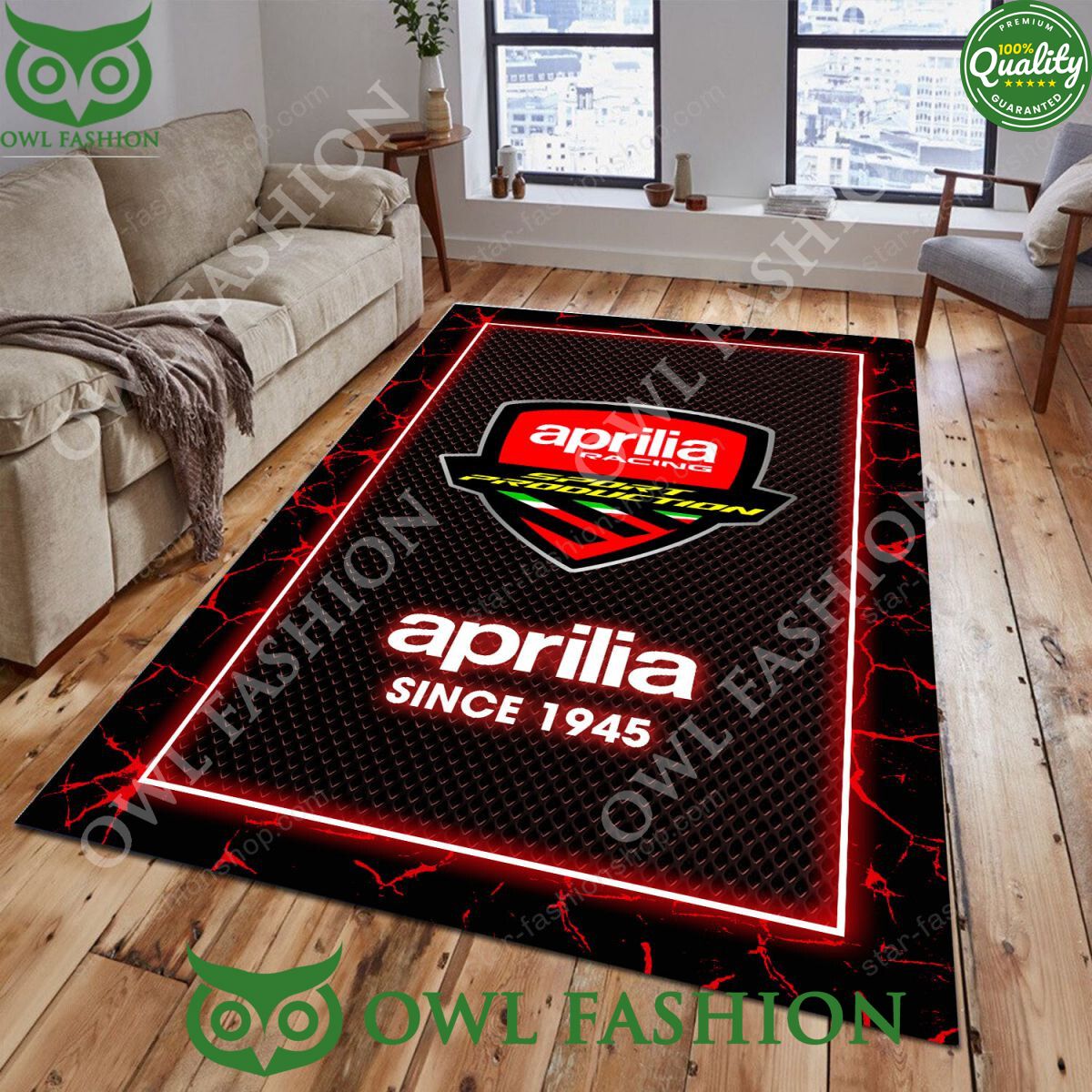 Aprilia Lighting Pattern Limited Motorcycle Rug Carpet