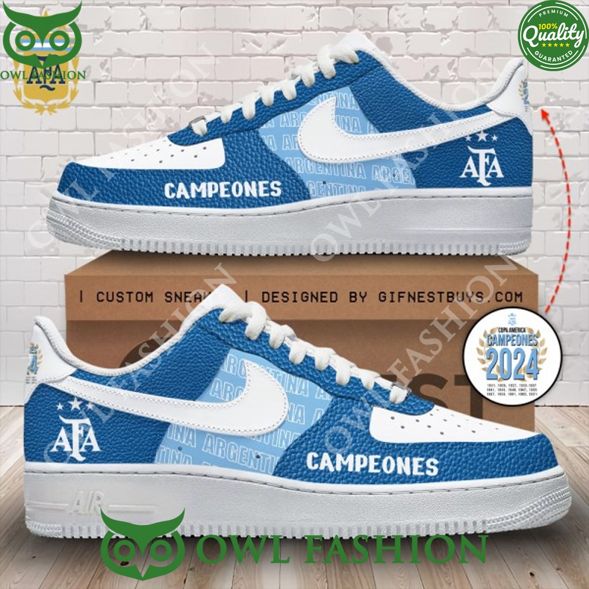 Argentina Nation Football Team Campeones Copa america 24 Air Force 1 Sneaker