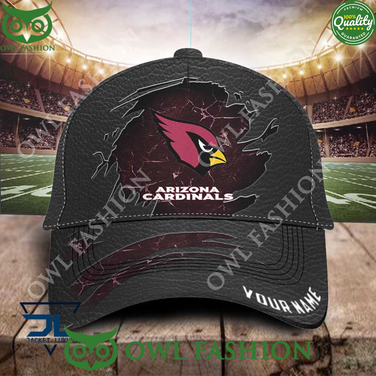 Arizona Cardinals Leather Pattern NFL Premium Customized Classic Cap