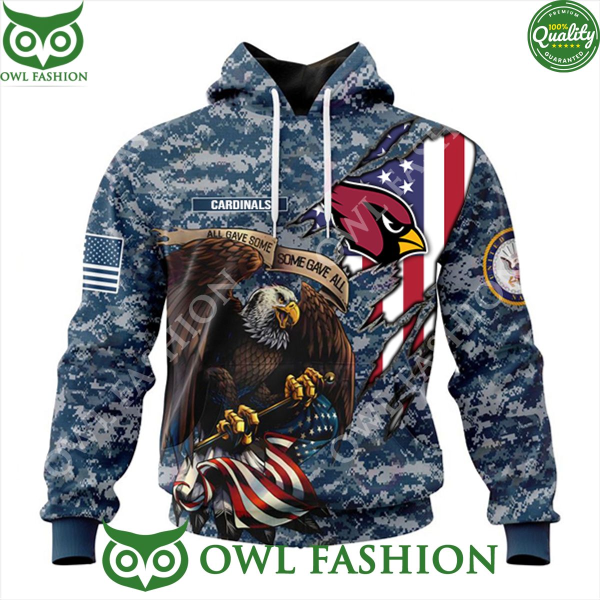 Arizona Cardinals NFL Honor US Navy Veterans 3D Hoodie t shirt sweatshirt