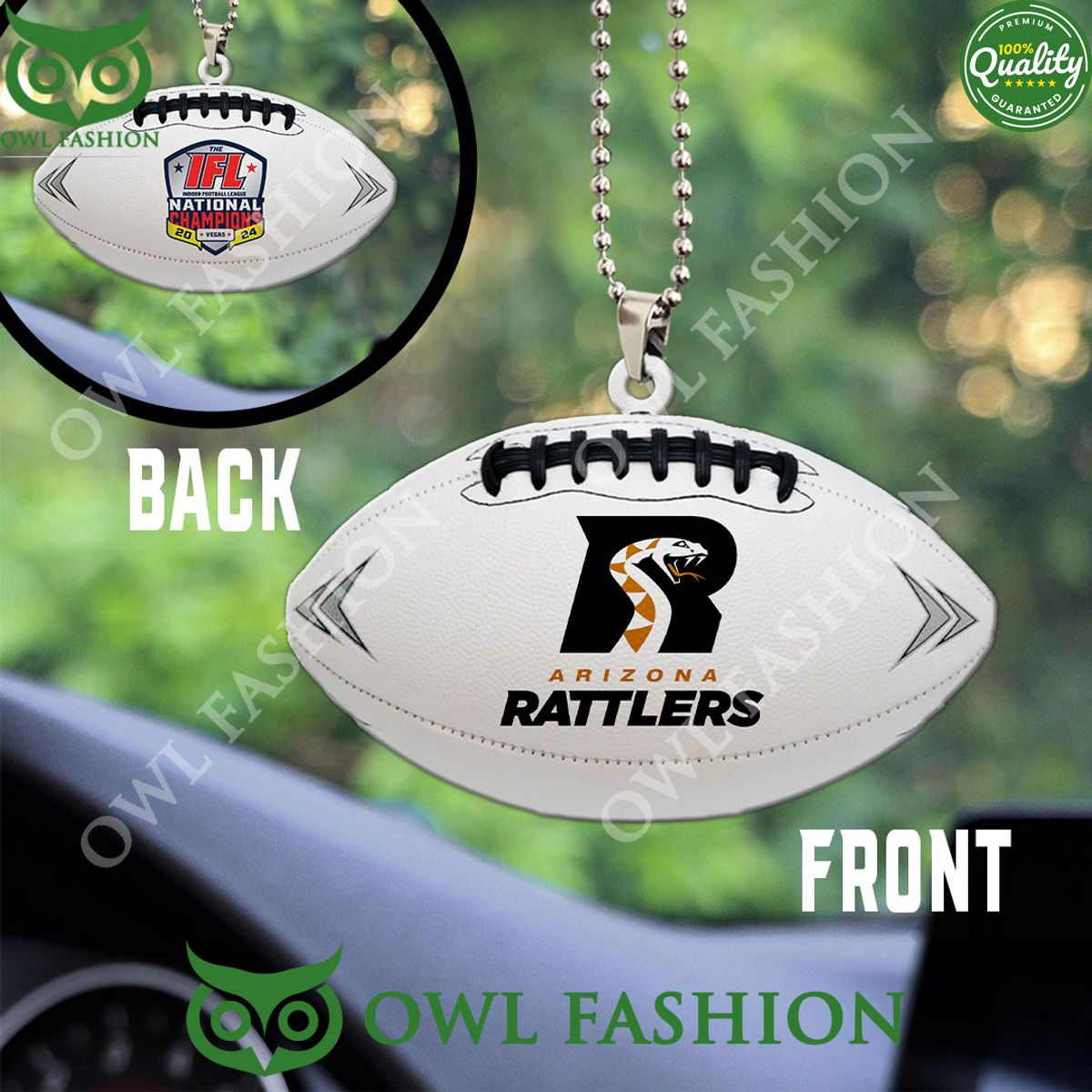 Arizona Rattlers IFL National champions 2024 ball Custom Shape Acrylic Car Ornament