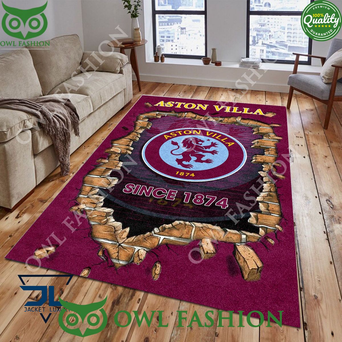 Aston Villa F.C 1868 Premier League Living Room Carpet