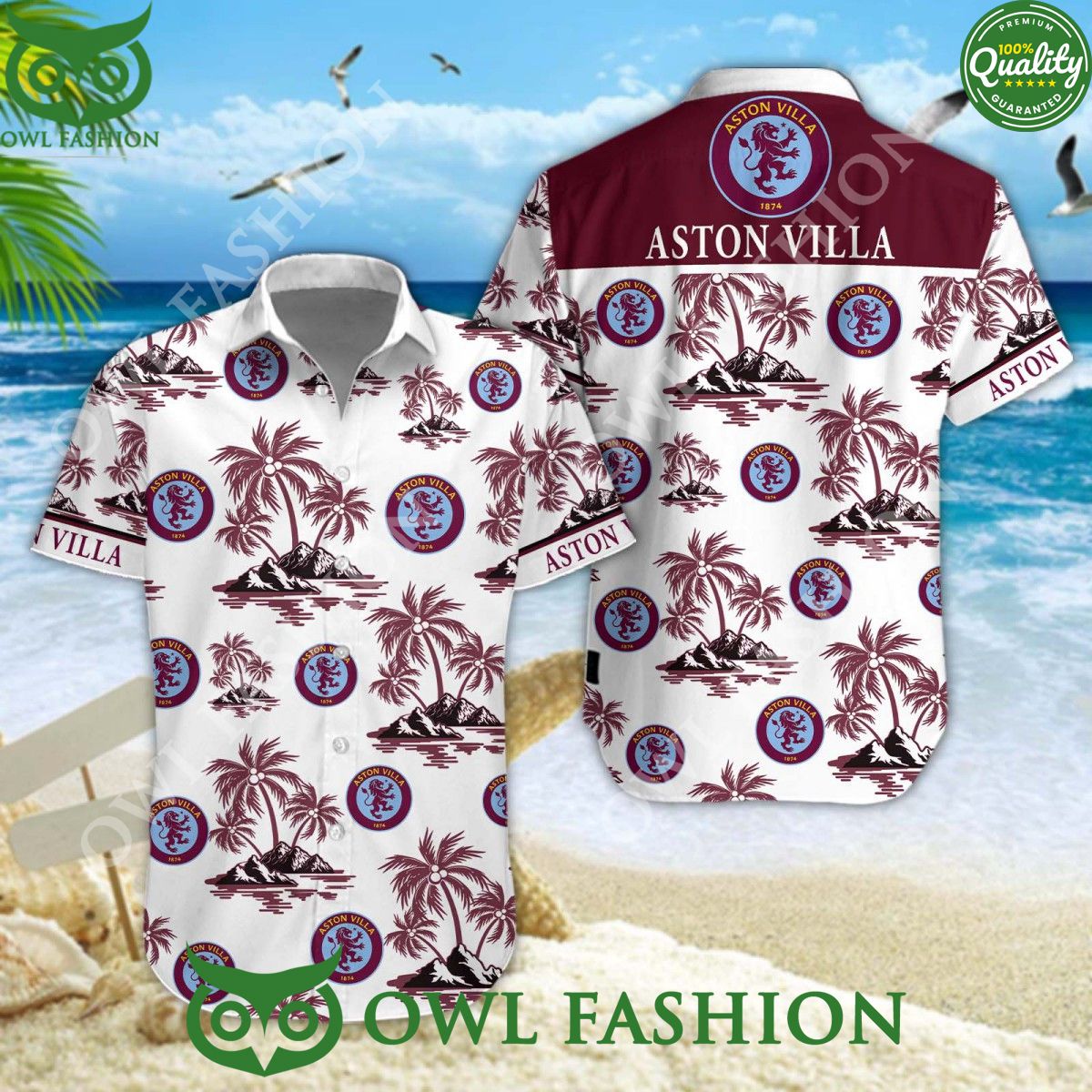 Aston Villa F.C EPL Unai Emery Coconut Hawaiian shirt