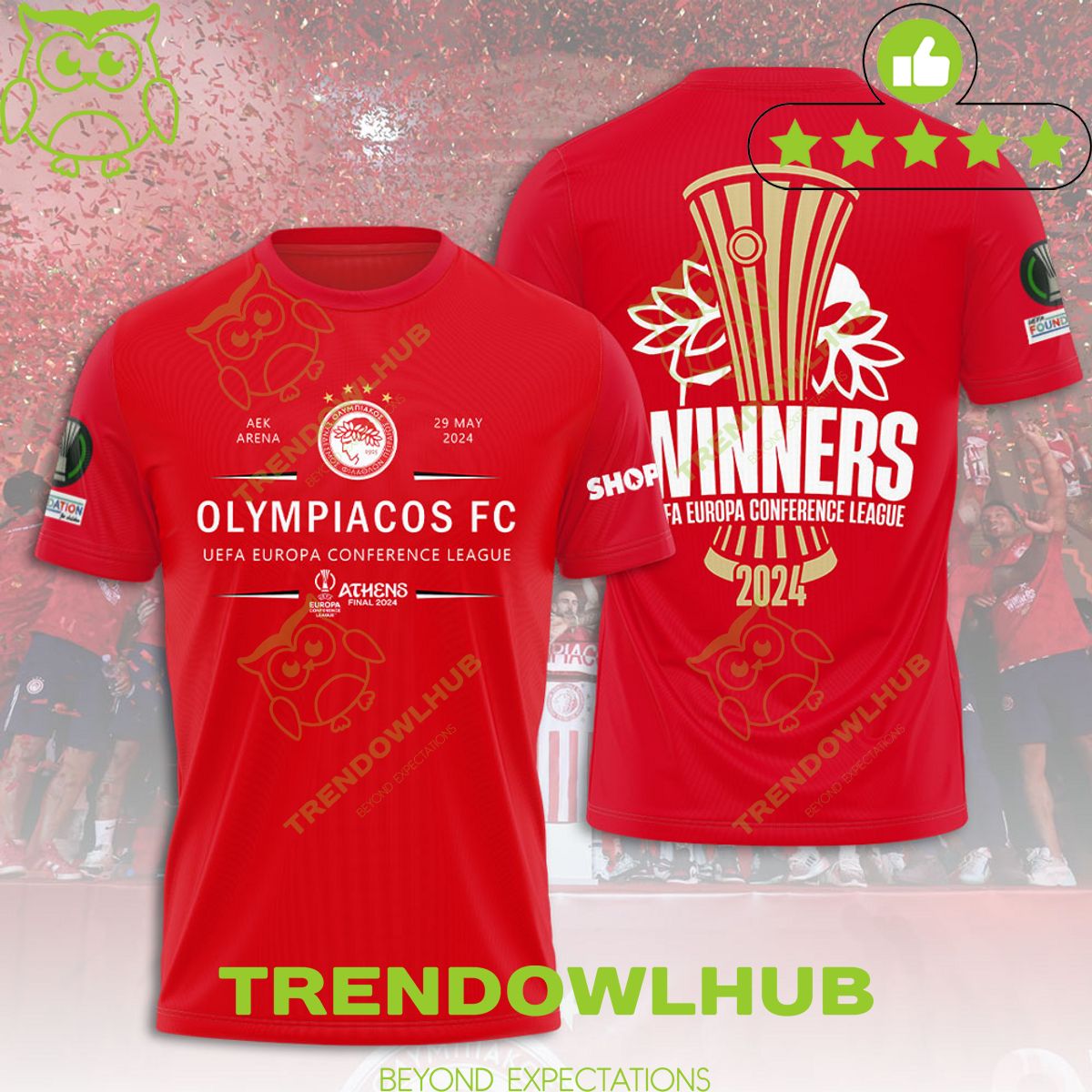 Athens Final 2024 Champion Olympiakos F.C. 3D Tshirt 