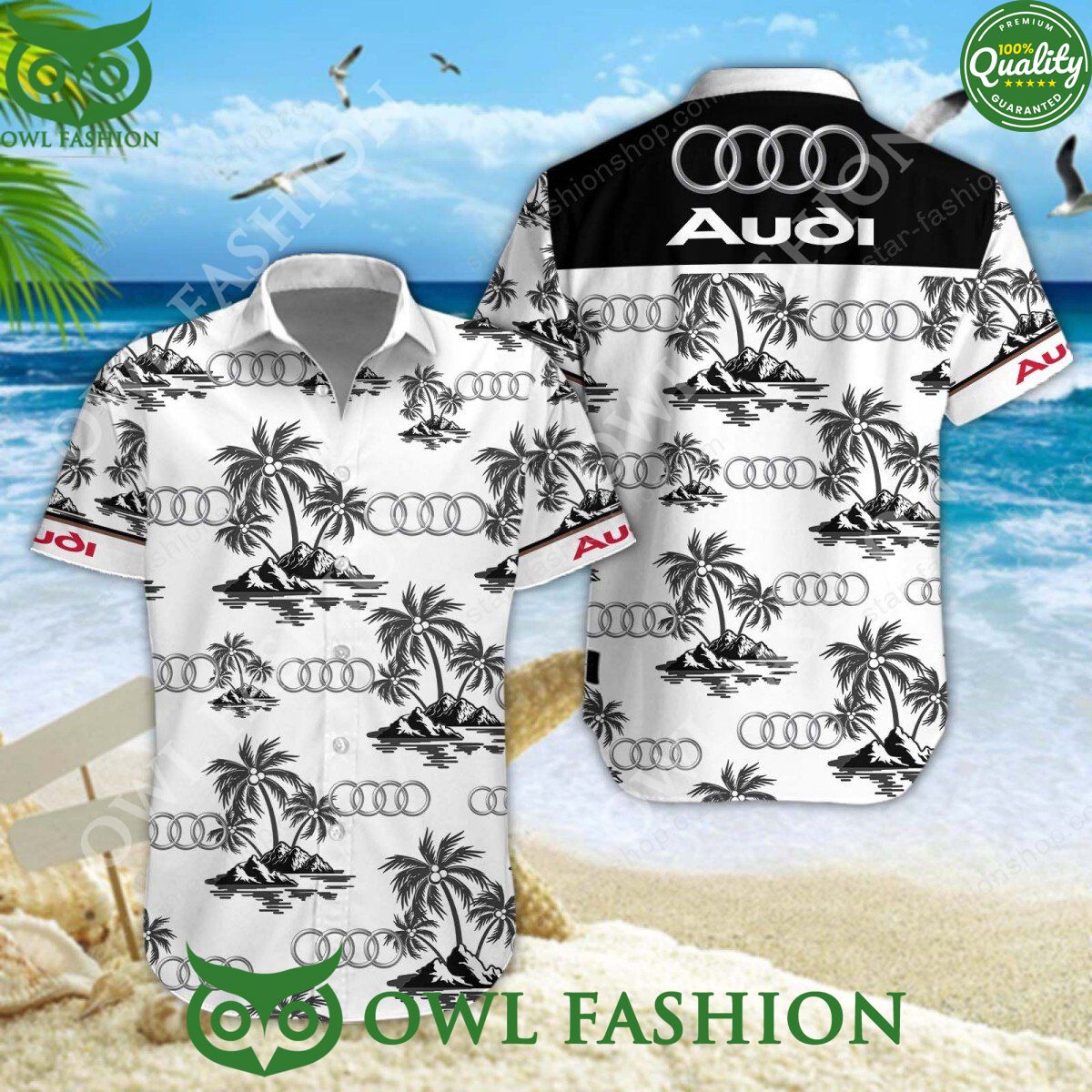 Audi Automotive manufacturer German custom Color Hawaiian shirt and short