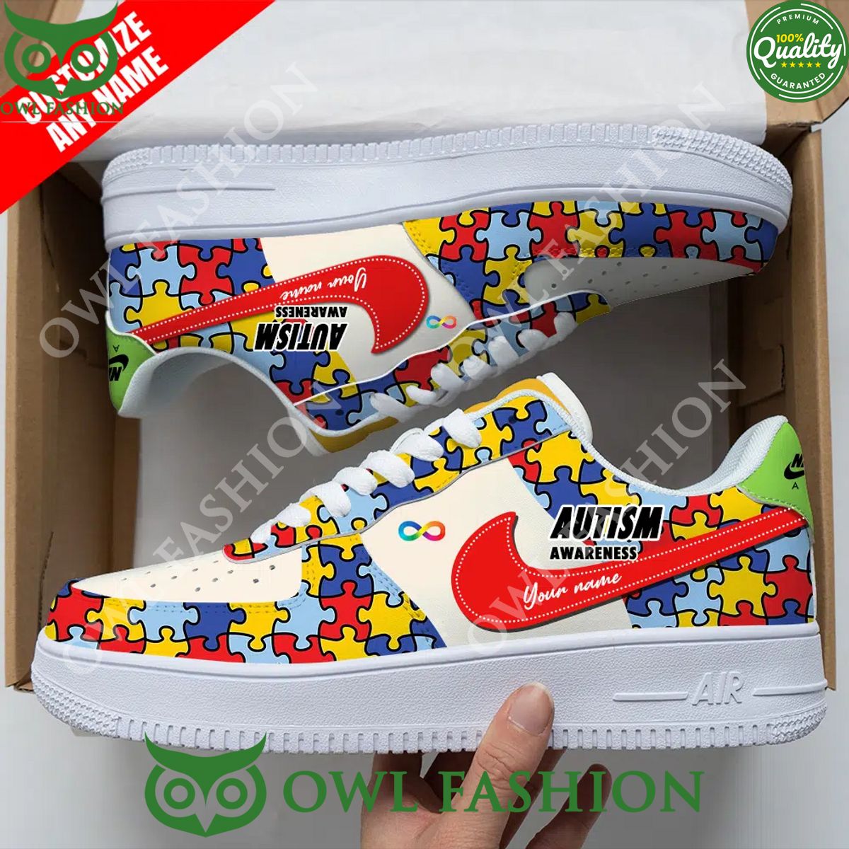 Autism Awareness Custom name Air Force 1 shoes