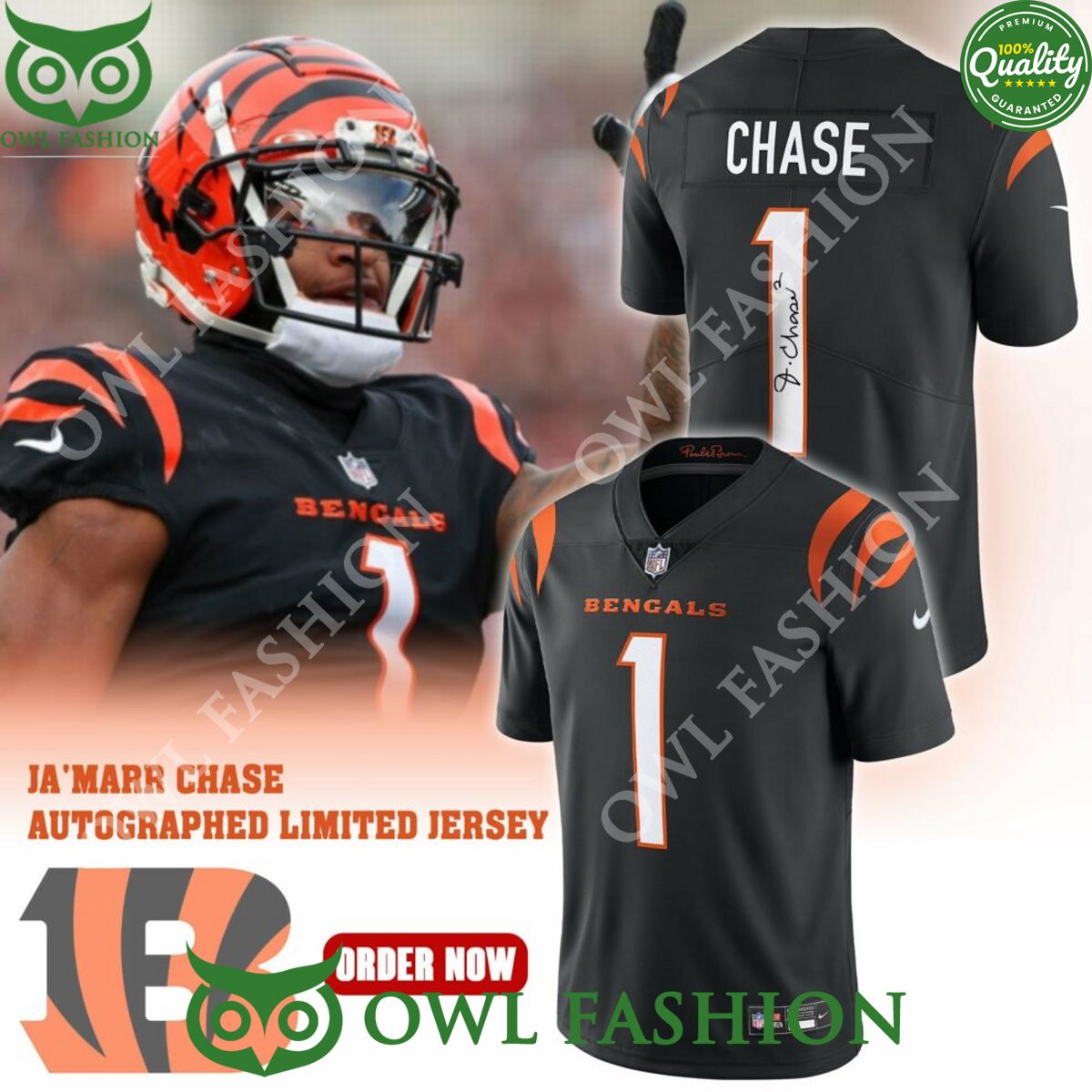 Autographed Cincinnati Bengals Ja Marr Chase Black Jersey shirt