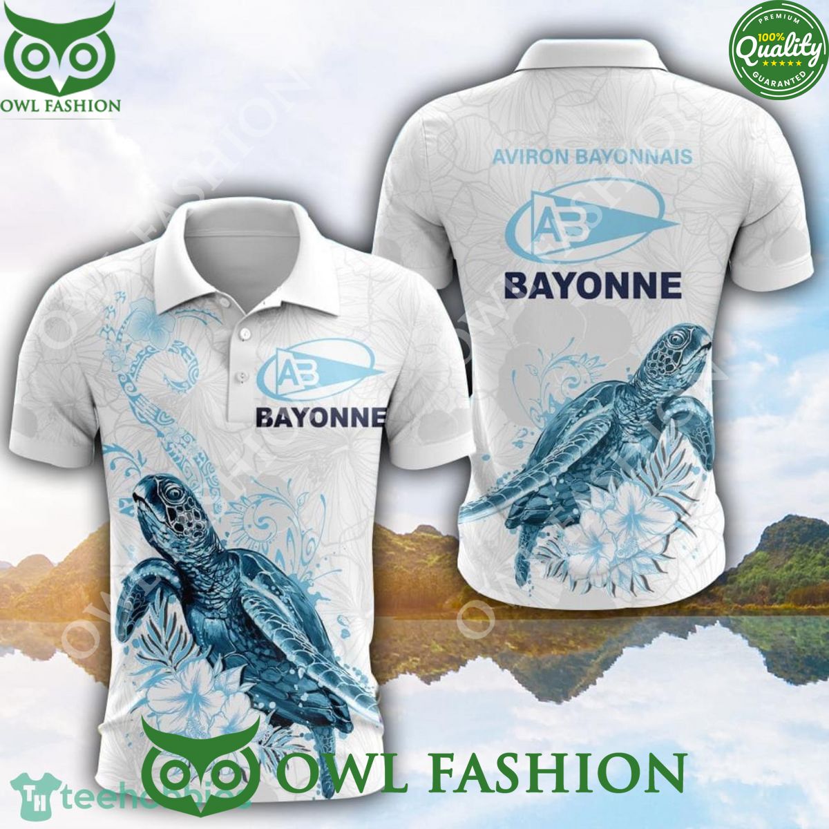 Aviron Bayonnais Turtle White Golf Polo Shirt