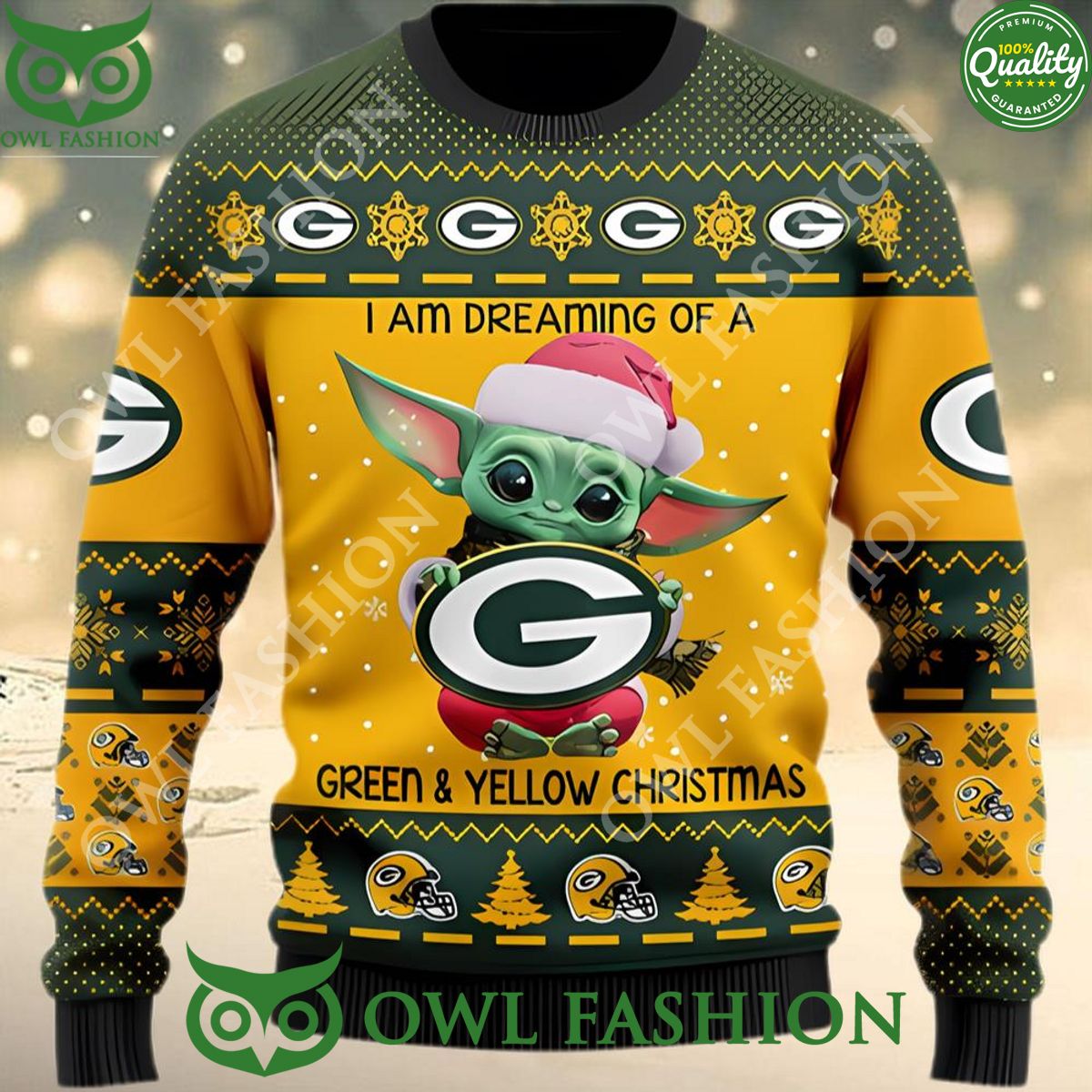 Baby Yoda Green Bay Packers Ugly Christmas Sweater Jumper