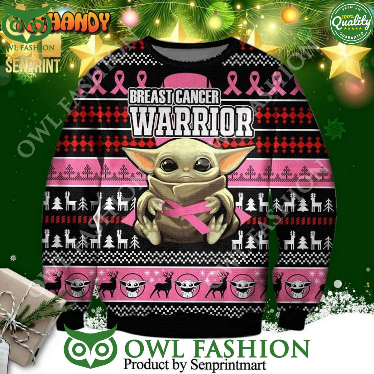 Baby Yoda With Cancer Ugly Christmas Sweater Jumper Trending