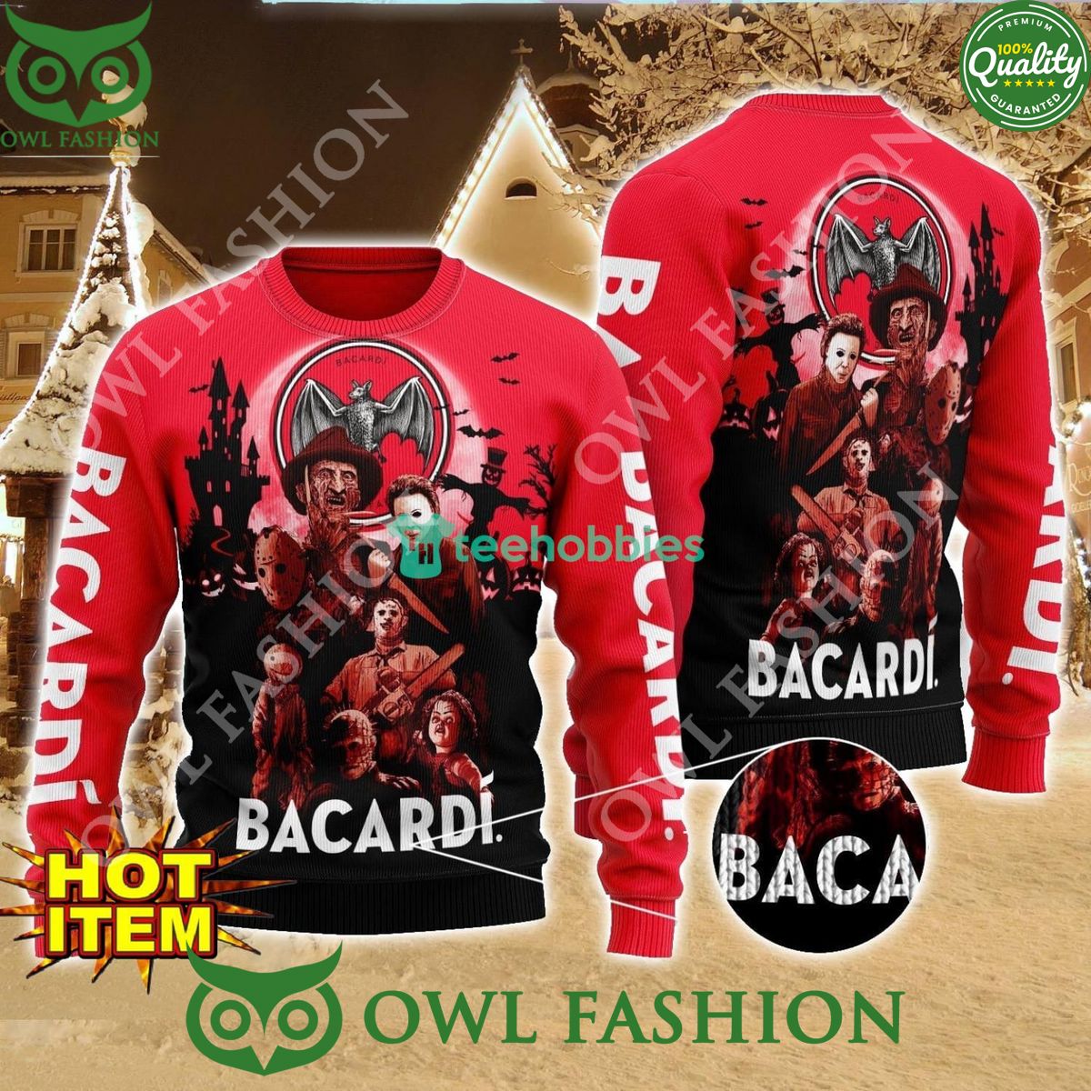 Bacardi Rum Horror Halloween Night Ugly Sweater 2024