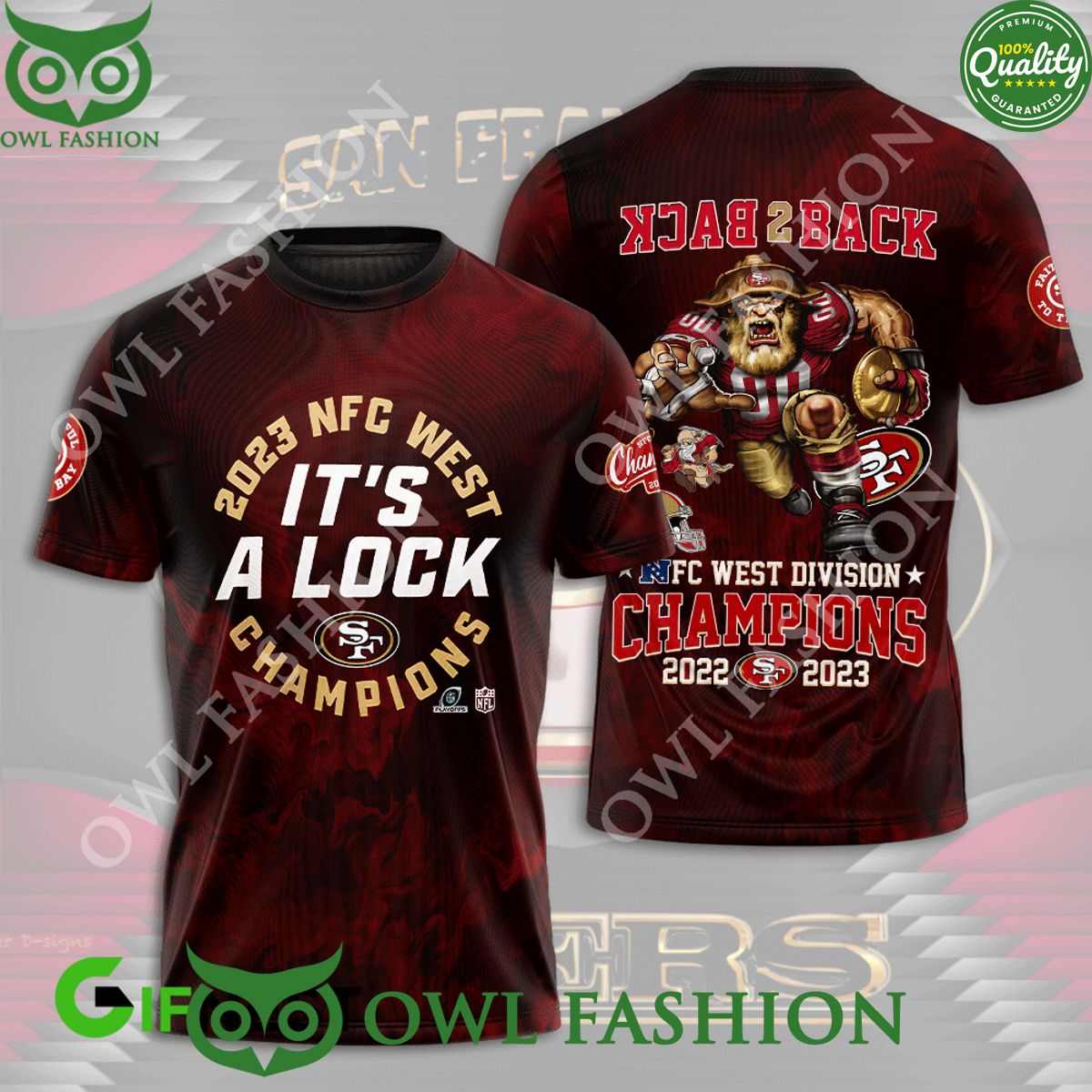 Back to Back 2023 NFC west Its a lock champions San Francisco 49ers red t shirt