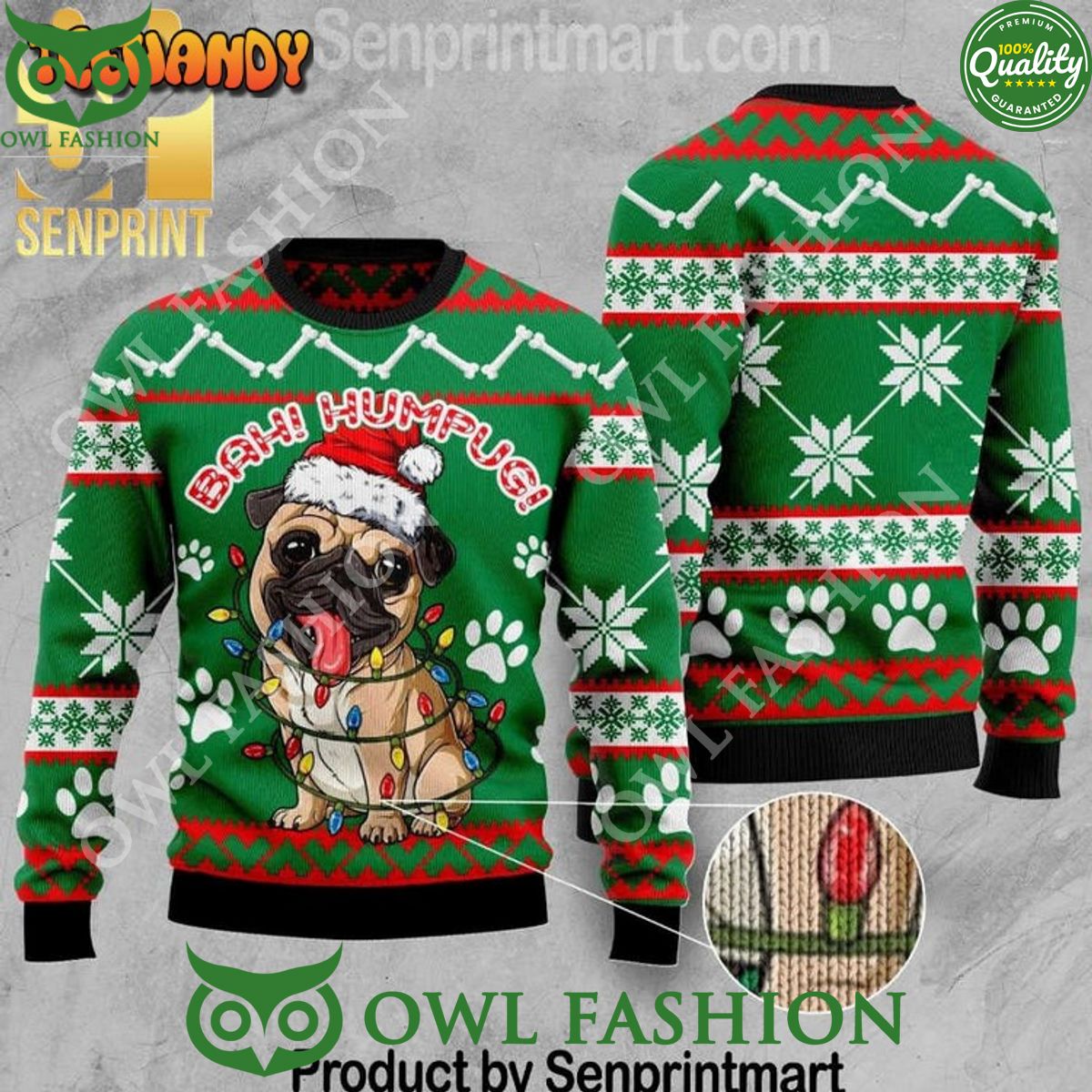 Bah HumPug Premium Pug Ugly Christmas Sweater