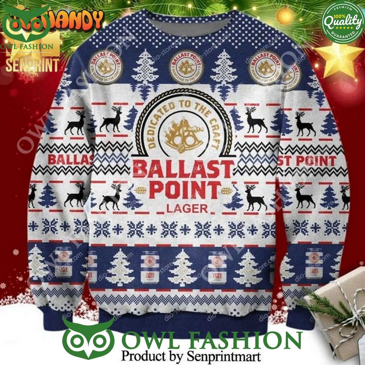 Ballast Point Brewing Beer Knitted Premium Ugly Christmas Sweater