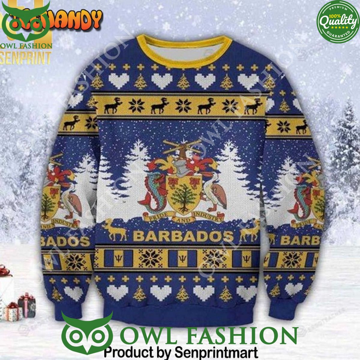 Barbados Island Pride and Industry For Christmas Sweater