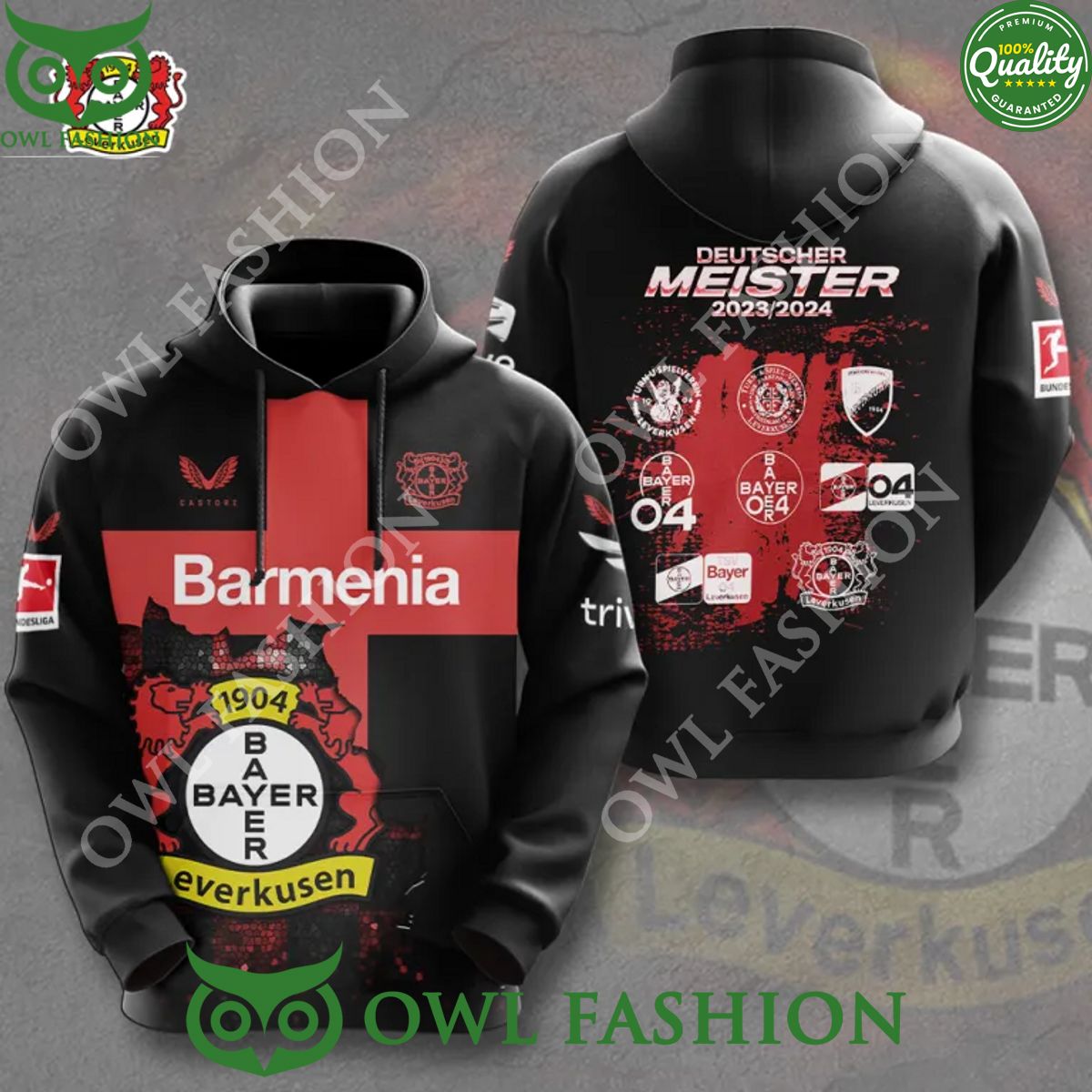 Barmenia Deutscher Meister 2023 2024 Bayer Leverkusen AOP hoodie