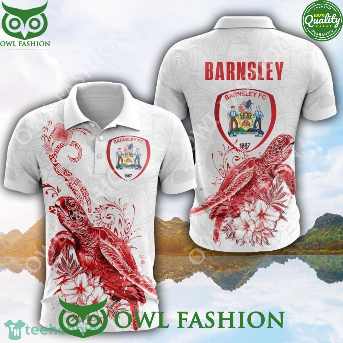 Barnsley F.C EFL Cup Turtle White Golf Polo Shirt