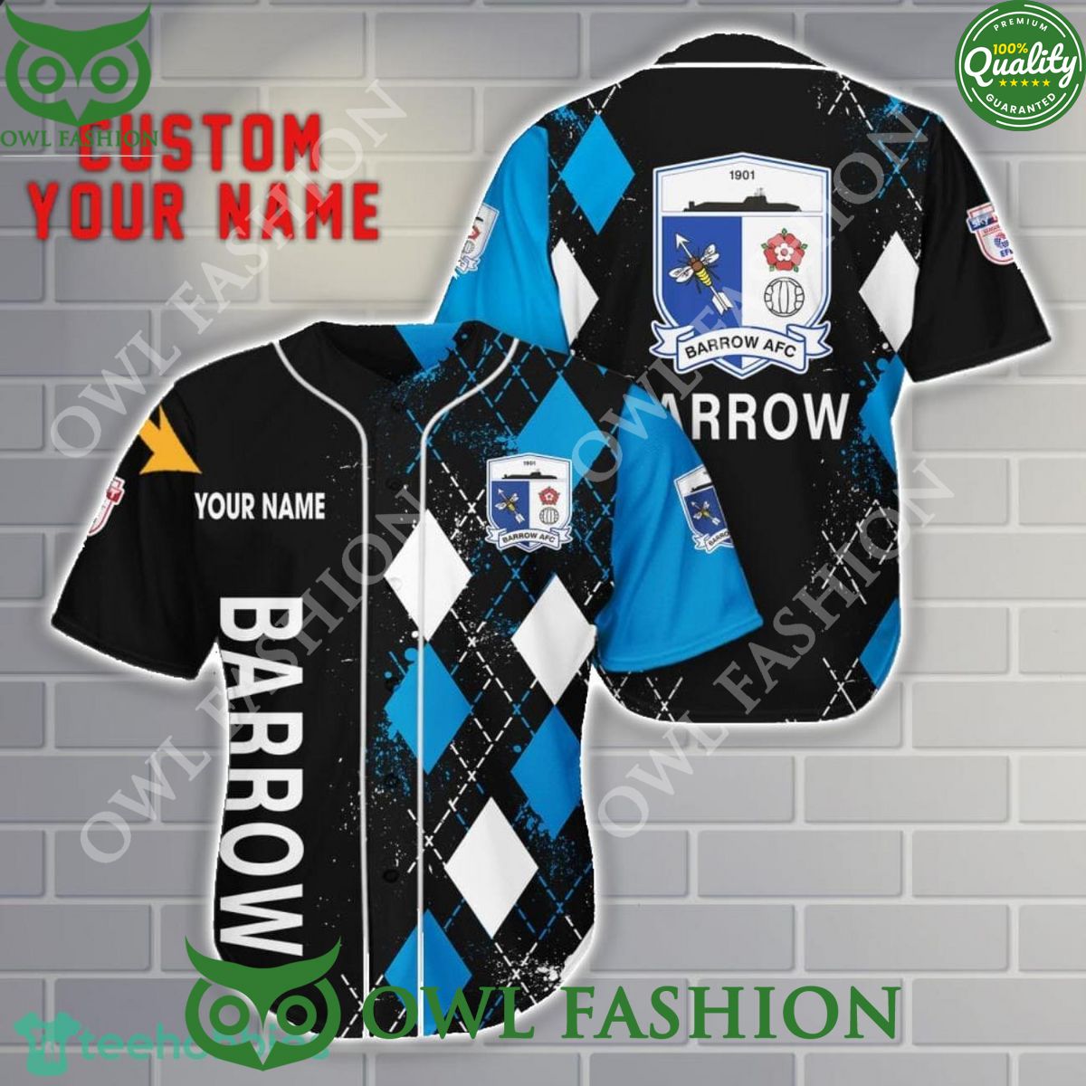 Barrow AFC Personalized EFL League Two 3D Baseball Jersey Shirt