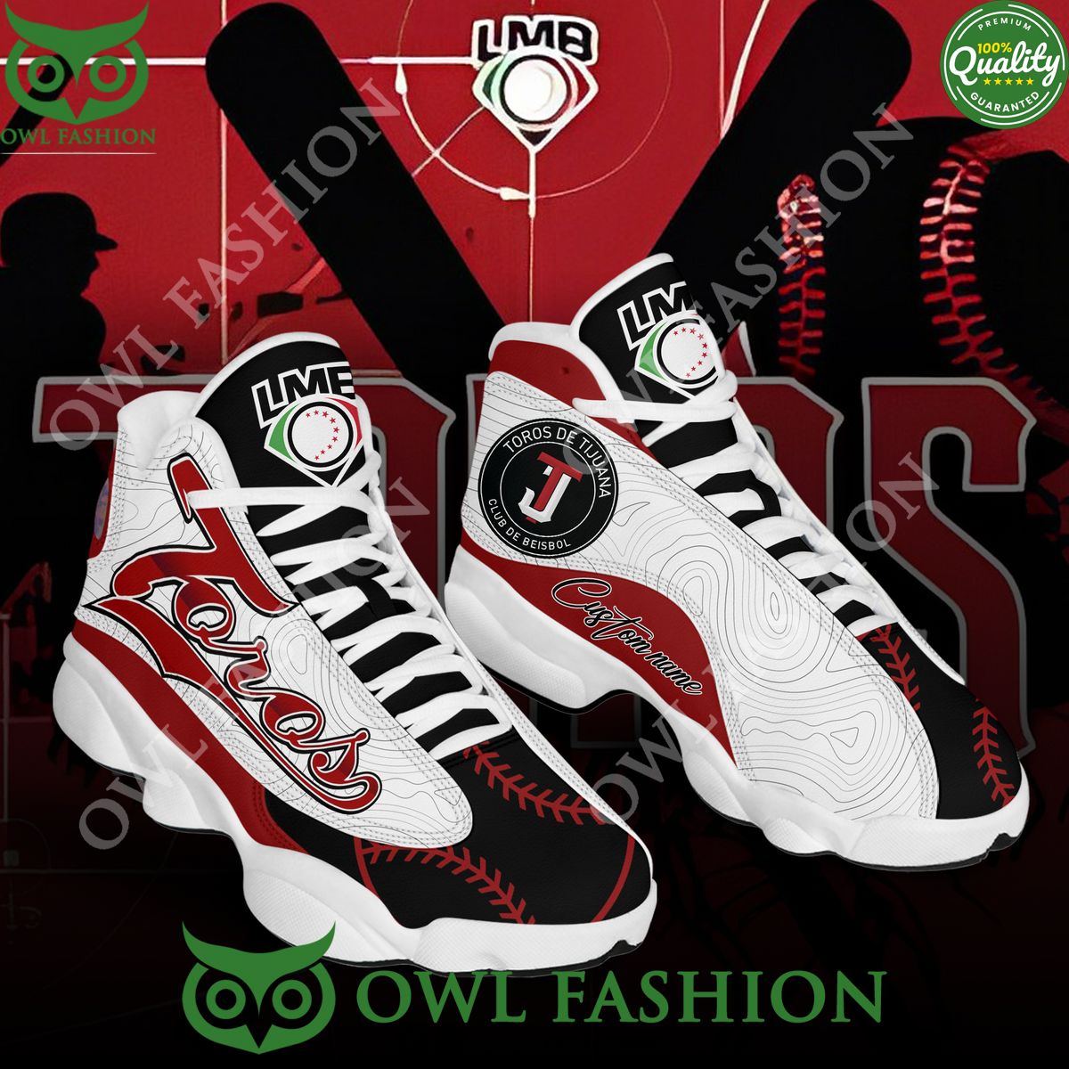 Baseball Mexican Toros de Tijuana LMB Personalized AJ13 Shoes Air Jordan
