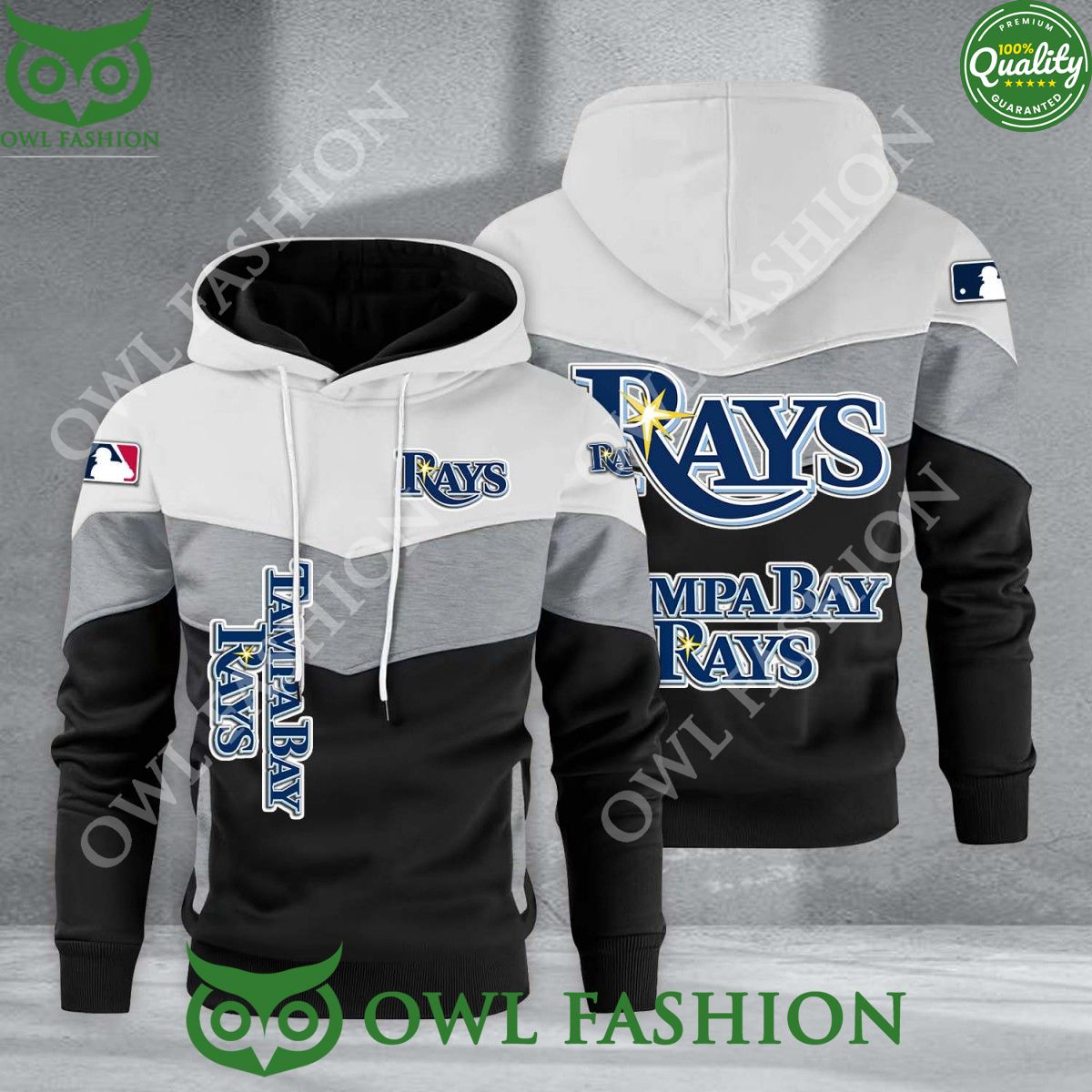 Baseball Tampa Bay Rays Team MLB Black White Printed Hoodie