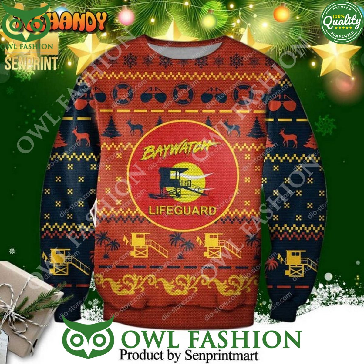 Baywatch Lifeguard Ugly Christmas Sweater Jumper Trending