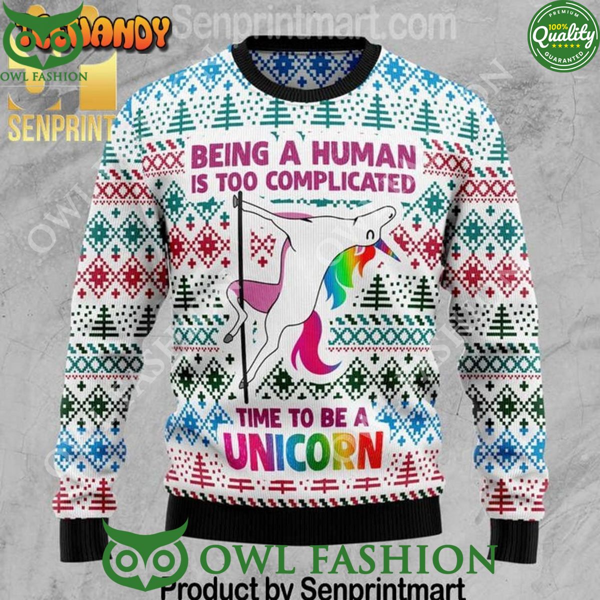 Be A Unicorn 3D Holiday Knit Ugly Sweater