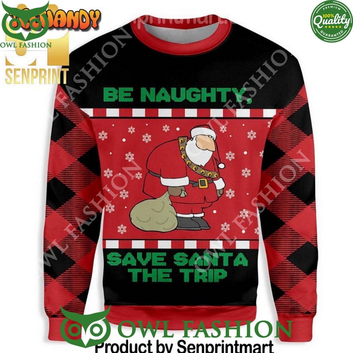 Be Naughty Save Santa The Trip Christmas Ugly Sweater